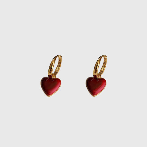🔥🔥🔥Tropfenglasur-Ohrringe mit rotem Herz-BT005