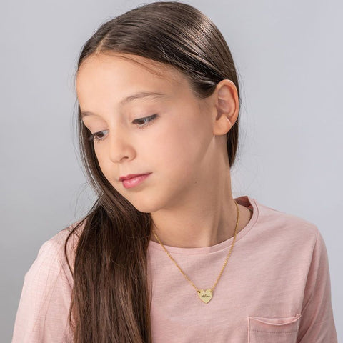 Graviertes Herz-Halskette mit 18 Karat Goldbeschichtung für Teenager-BT122