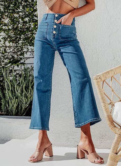 Weite Jeans mit hoher Taille Damen